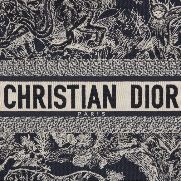 Large Dior Book Tote Blue Toile de Jouy Reverse Embroidery - Picture 4 of 11